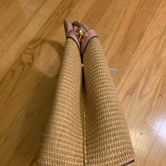 Kim Rogers Womens Wicker Straw Satchel Shoulder Purse Crossbody Bag Brown Boho - Picture 11 of 16